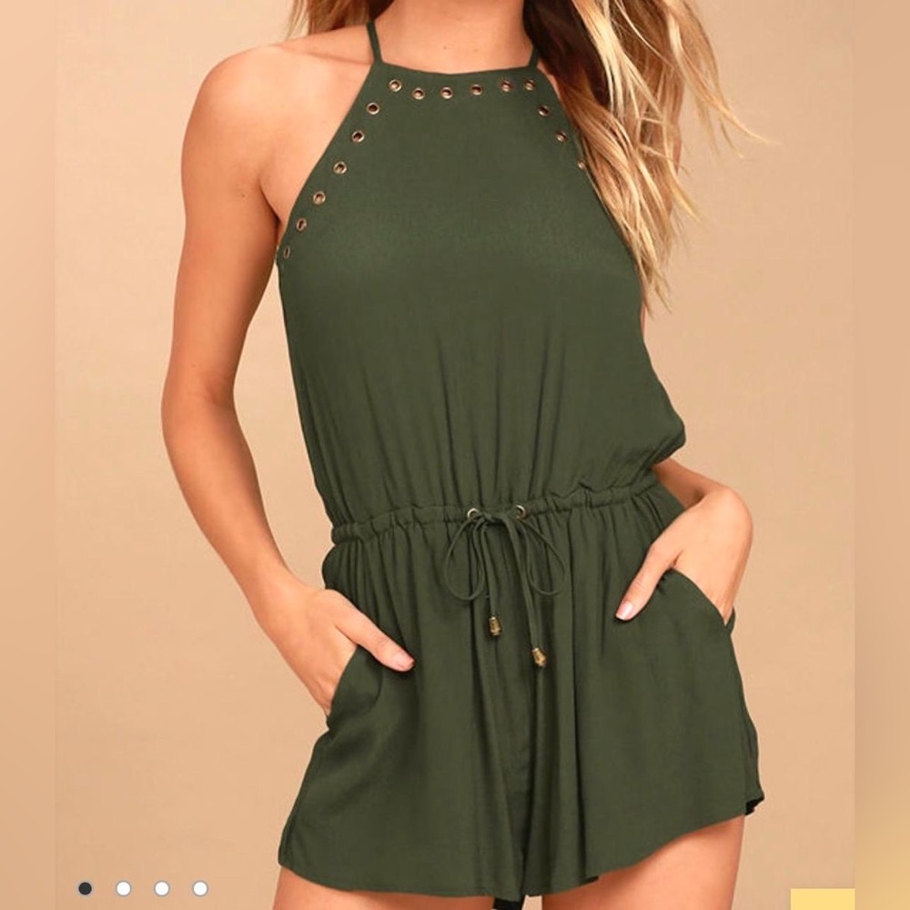 Lulus believer olive green romper. Size XL. Open back.